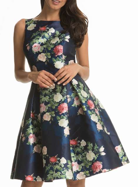**Chi Chi London Blue Floral Print Midi Dress
